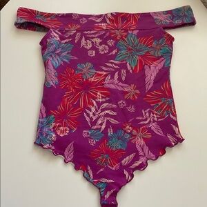 Free People Intimately Tropical‎ Off Shoulder Floral Body Suit Women's Small